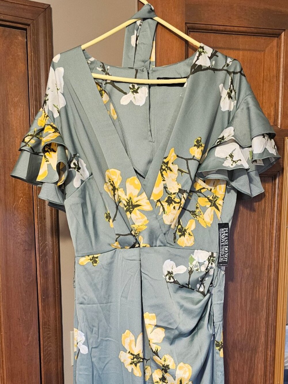New York & Company Flutter Sleeve Wrap Dress